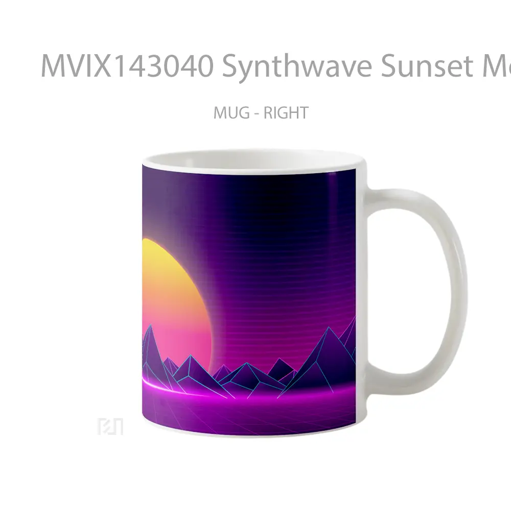Mug Synthwave Sunset Montain Digital Art Gelas Pemandangan Alam - All-side / Desain