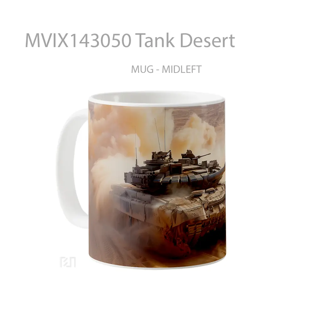 Mug Tank Desert Gelas Keramik Unik - All-side / Desain