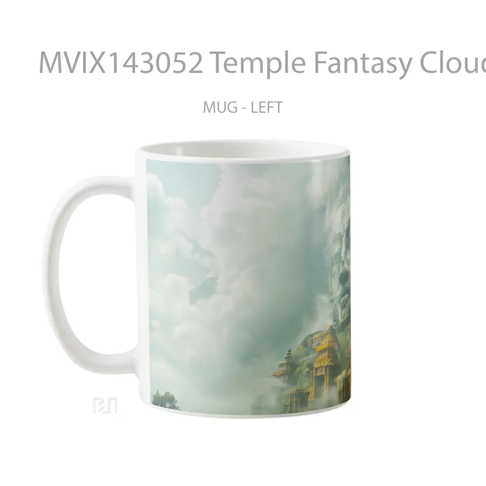 Mug Temple Fantasy Clouds Scenery Digital Art Gelas Pemandangan Alam - All-side / Desain