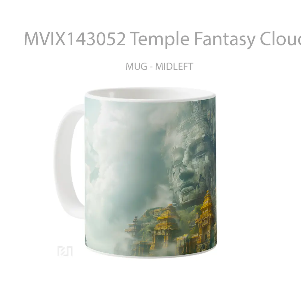 Mug Temple Fantasy Clouds Scenery Digital Art Gelas Pemandangan Alam - All-side / Desain