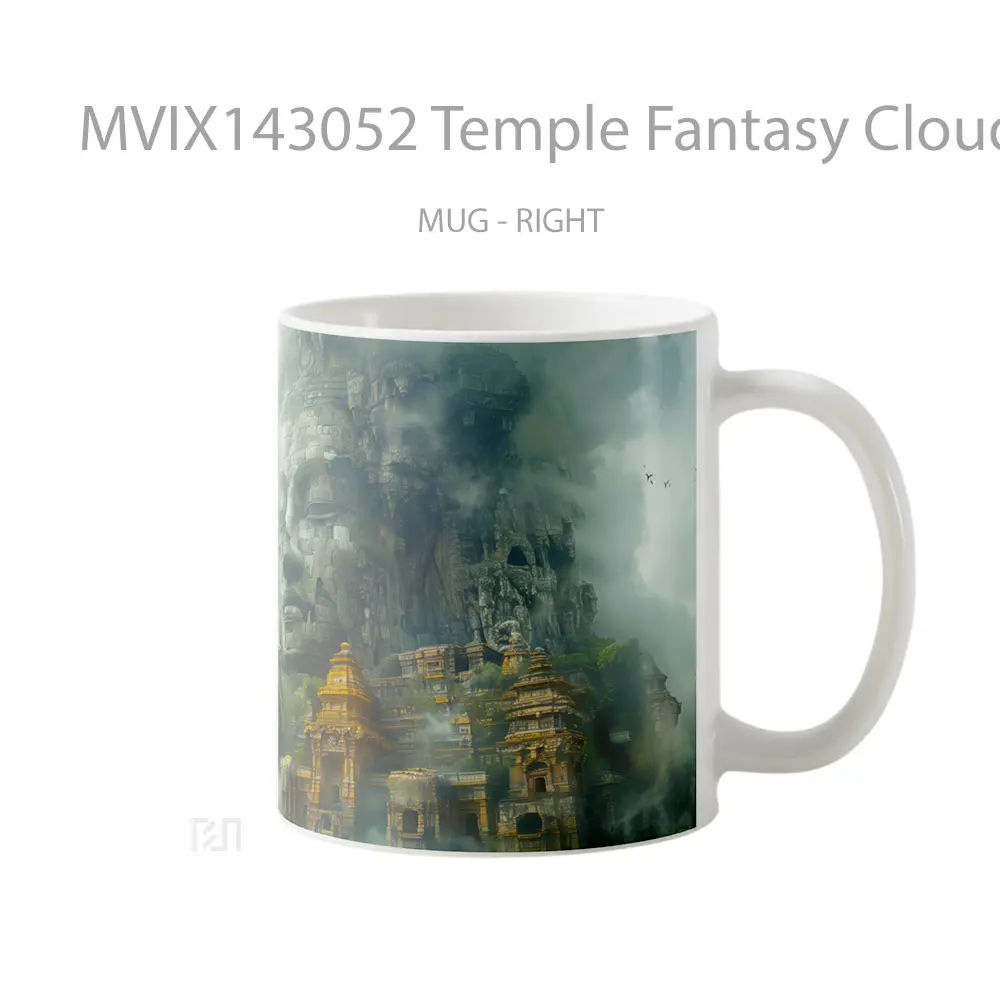 Mug Temple Fantasy Clouds Scenery Digital Art Gelas Pemandangan Alam - All-side / Desain