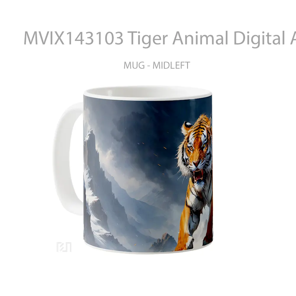 Mug Tiger Animal Digital Art Gelas Hewan Lucu - All-side / Desain