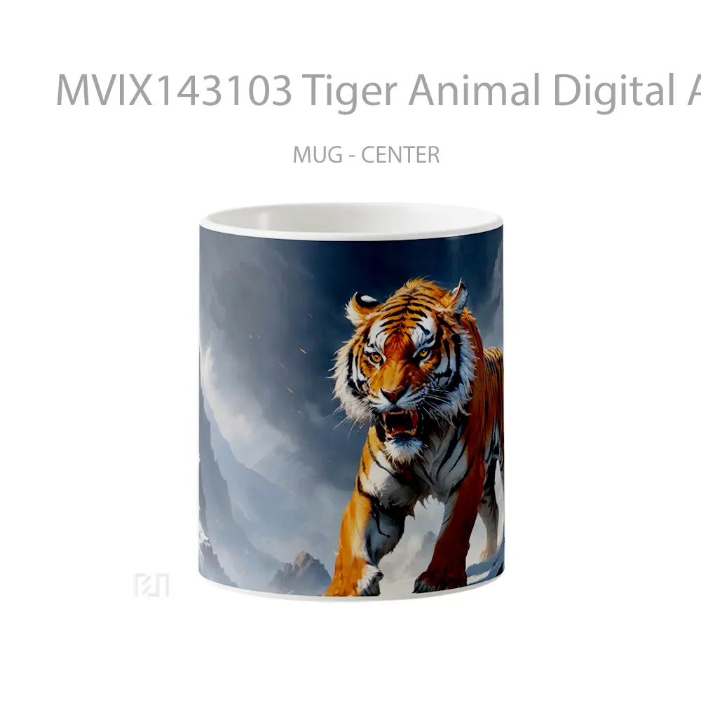 Mug Tiger Animal Digital Art Gelas Hewan Lucu