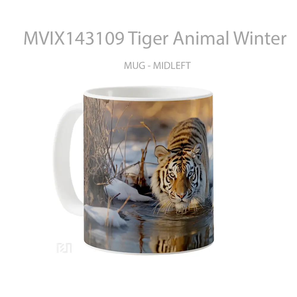 Mug Tiger Animal Winter Gelas Hewan Lucu - All-side / Desain