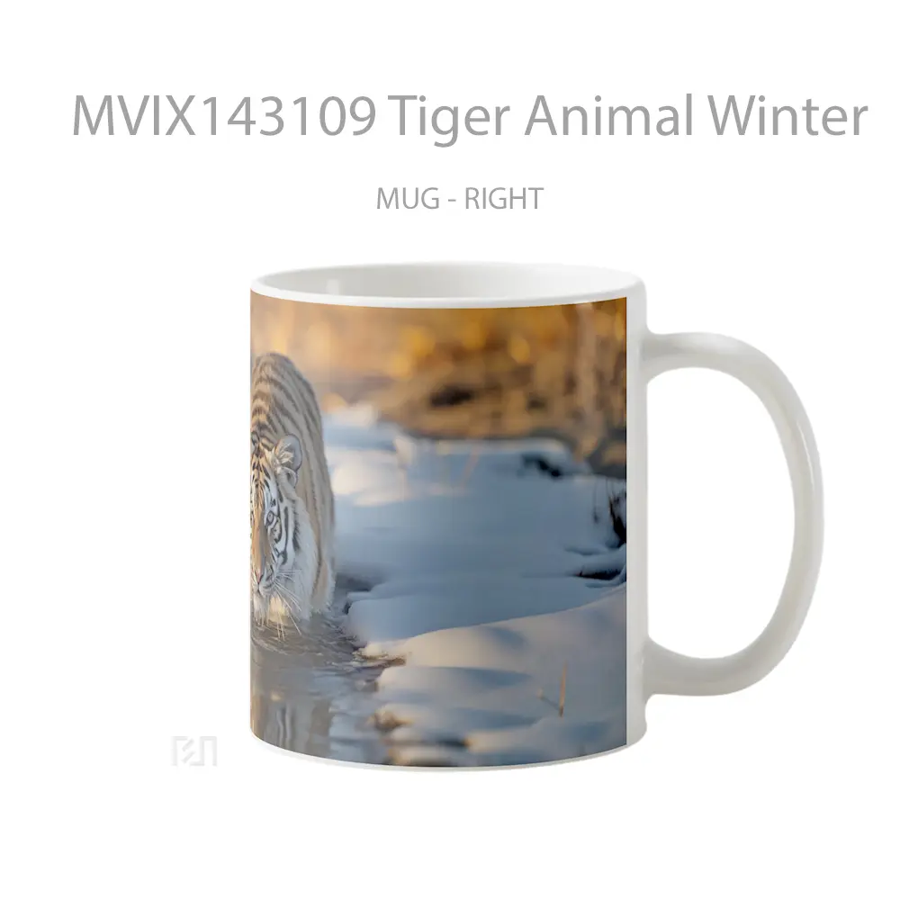 Mug Tiger Animal Winter Gelas Hewan Lucu - All-side / Desain