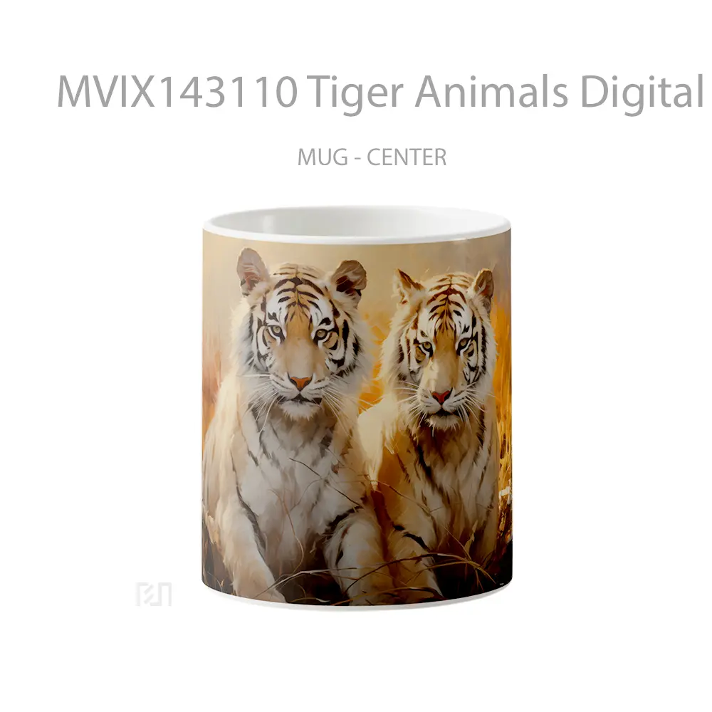 Mug Tiger Animals Digital Art Gelas Hewan Lucu