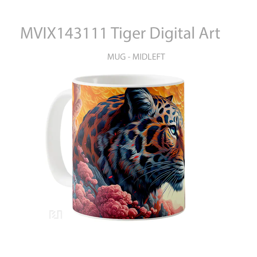 Mug Tiger Digital Art Gelas Hewan Lucu - All-side / Desain