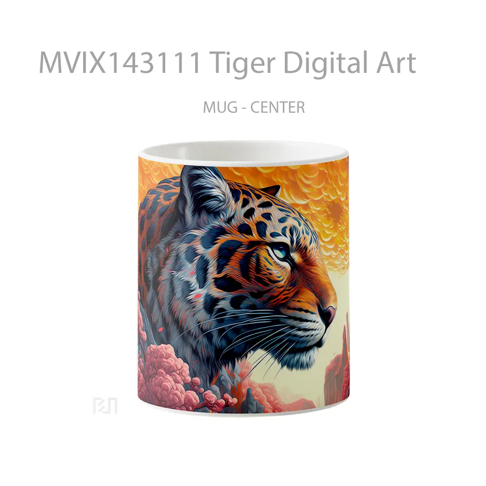 Mug Tiger Digital Art Gelas Hewan Lucu