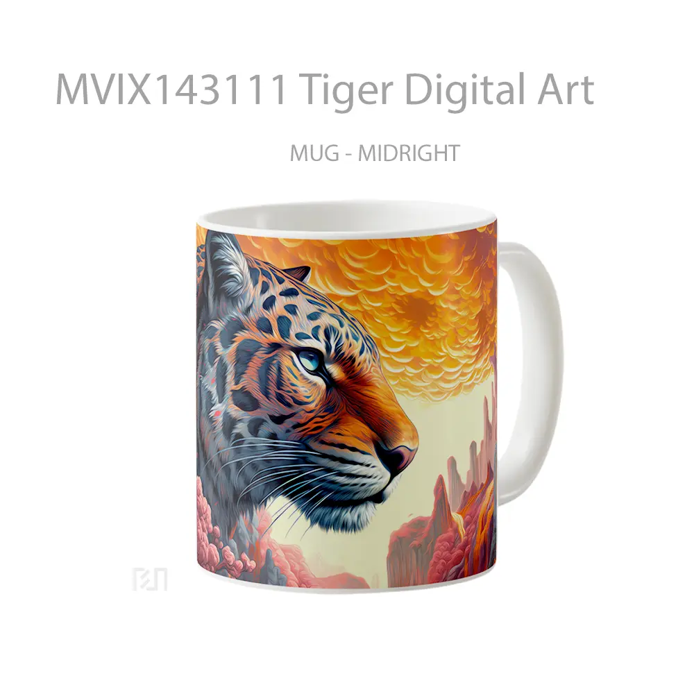 Mug Tiger Digital Art Gelas Hewan Lucu - All-side / Desain
