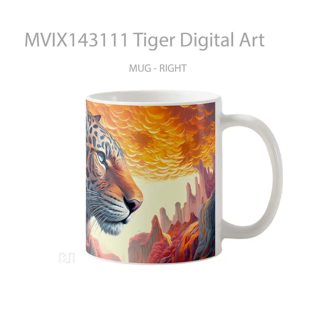 Mug Tiger Digital Art Gelas Hewan Lucu - All-side / Desain