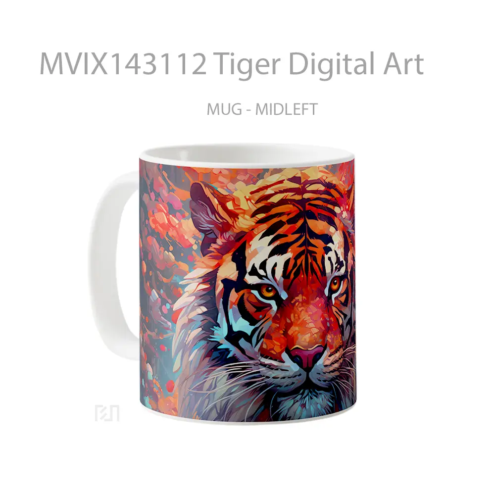 Mug Tiger Digital Art Gelas Hewan Lucu - All-side / Desain