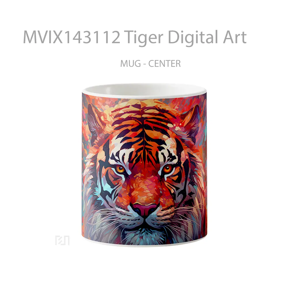 Mug Tiger Digital Art Gelas Hewan Lucu