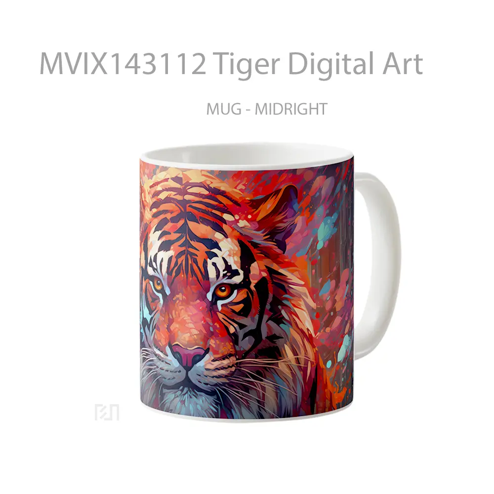 Mug Tiger Digital Art Gelas Hewan Lucu - All-side / Desain