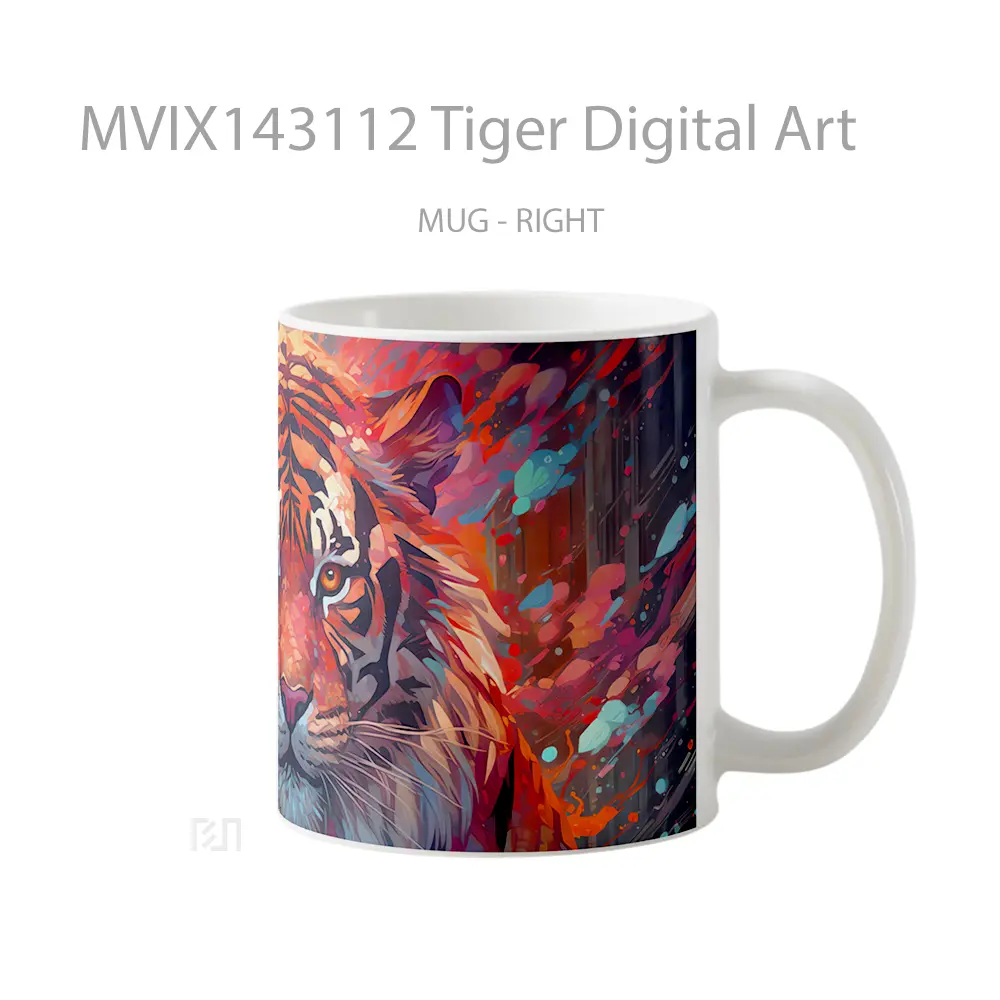 Mug Tiger Digital Art Gelas Hewan Lucu - All-side / Desain