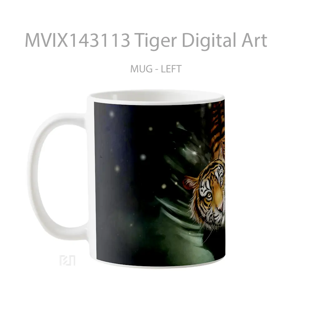 Mug Tiger Digital Art Gelas Hewan Lucu - All-side / Desain