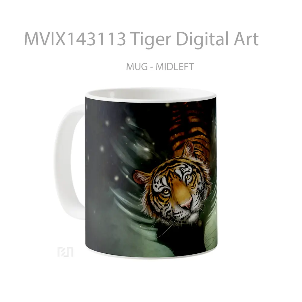 Mug Tiger Digital Art Gelas Hewan Lucu - All-side / Desain