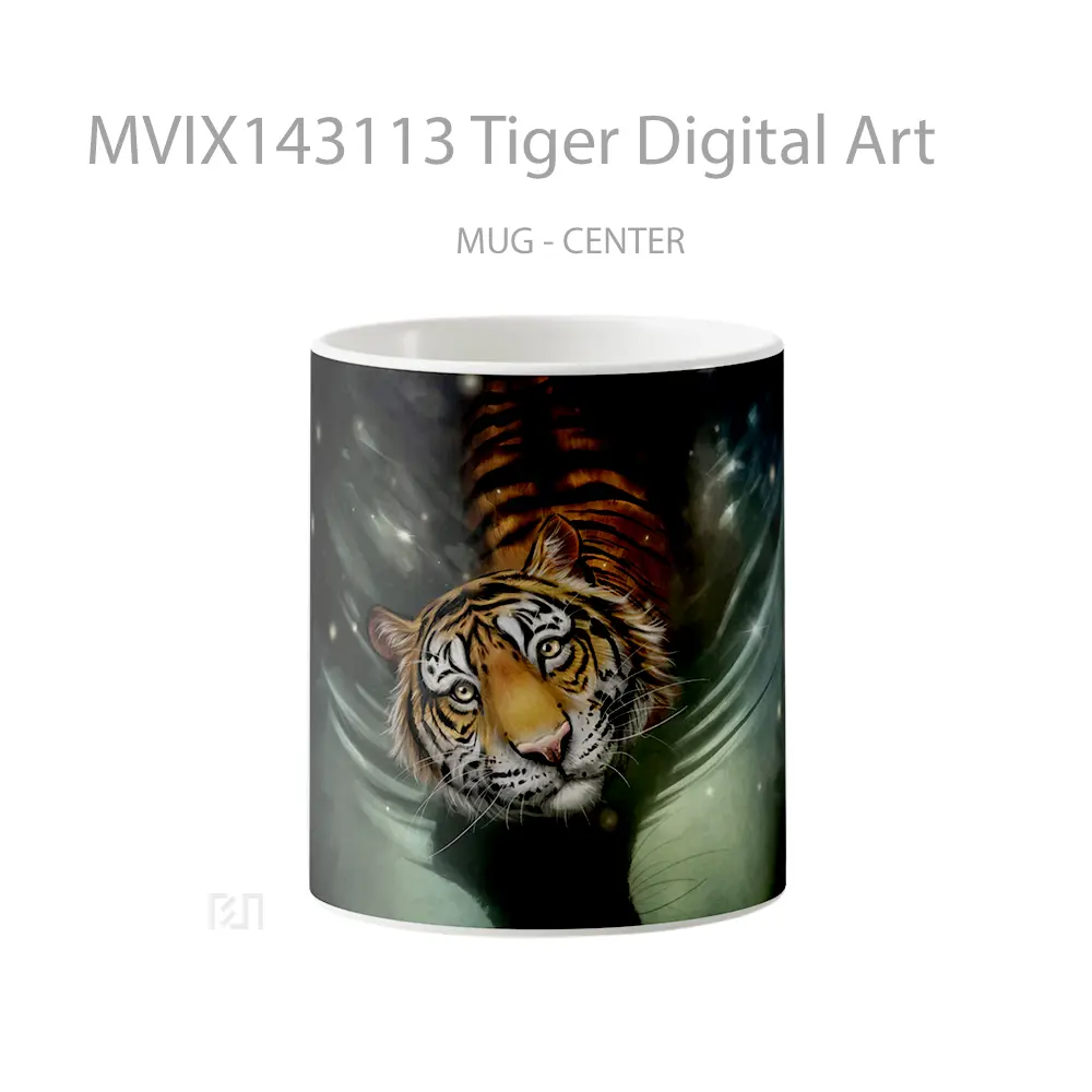 Mug Tiger Digital Art Gelas Hewan Lucu