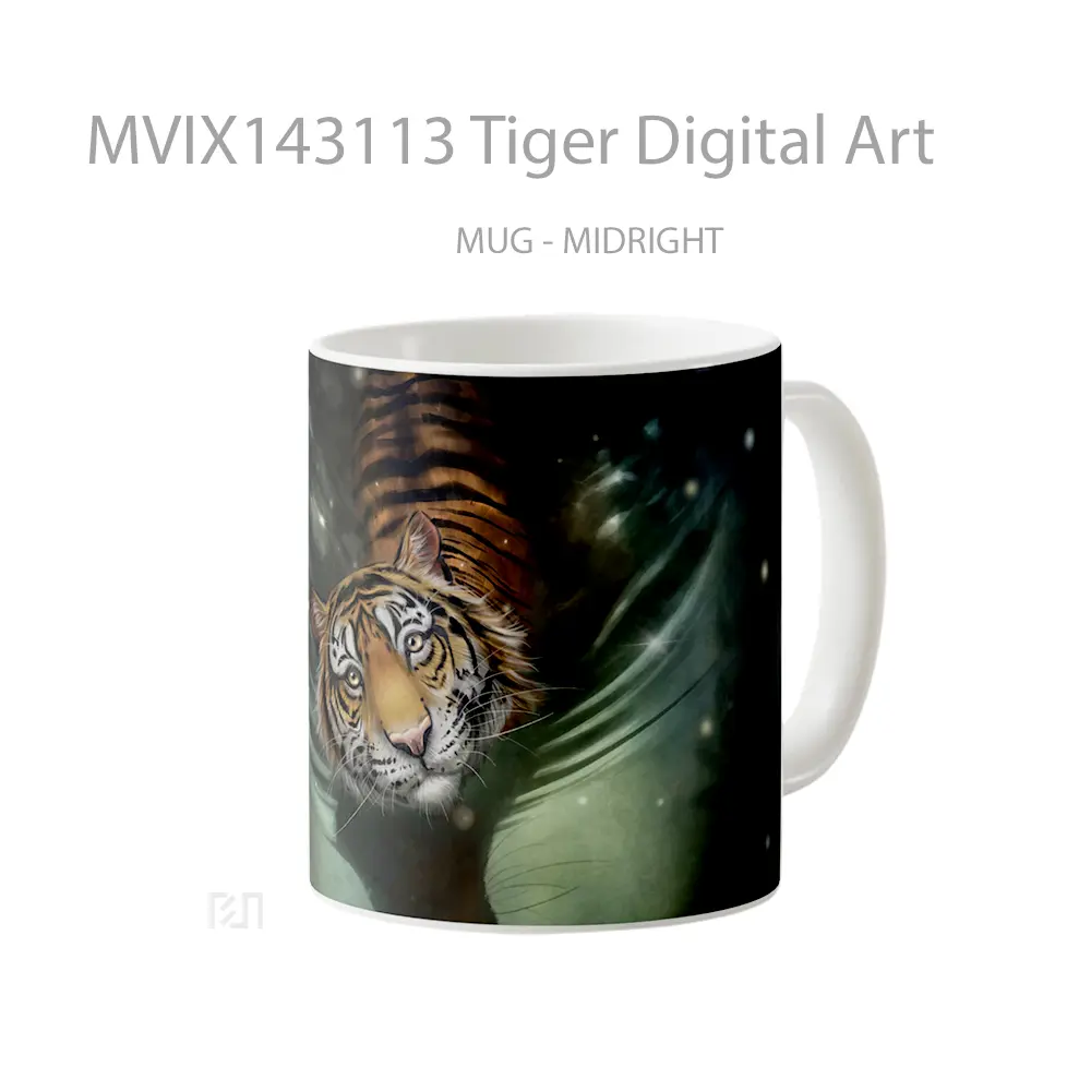 Mug Tiger Digital Art Gelas Hewan Lucu - All-side / Desain