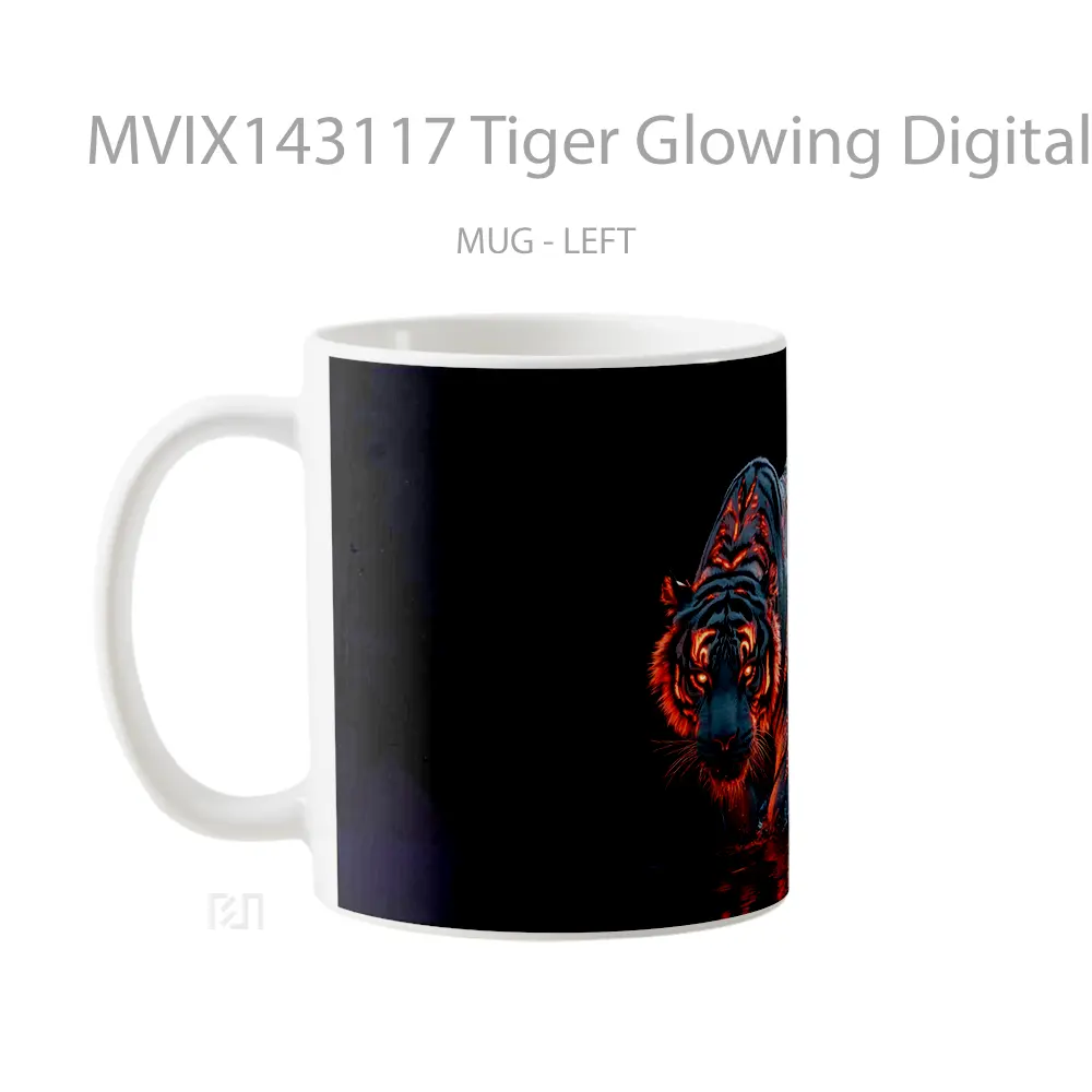 Mug Tiger Glowing Digital Art Gelas Hewan Lucu - All-side / Desain