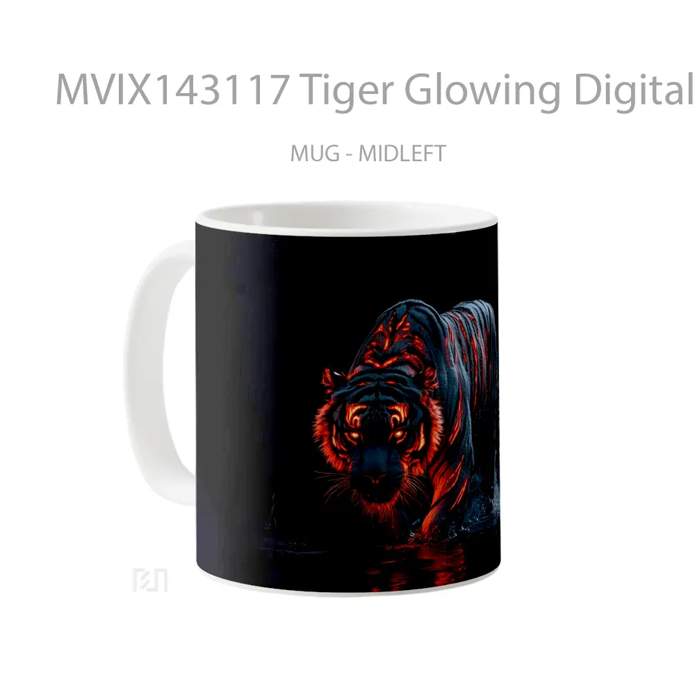 Mug Tiger Glowing Digital Art Gelas Hewan Lucu - All-side / Desain