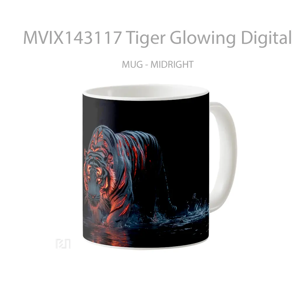 Mug Tiger Glowing Digital Art Gelas Hewan Lucu - All-side / Desain