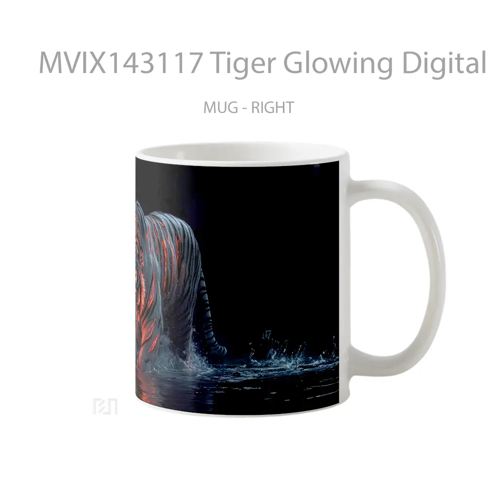 Mug Tiger Glowing Digital Art Gelas Hewan Lucu - All-side / Desain