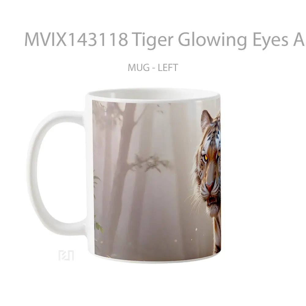 Mug Tiger Glowing Eyes Animal Digital Art Gelas Hewan Lucu - All-side / Desain