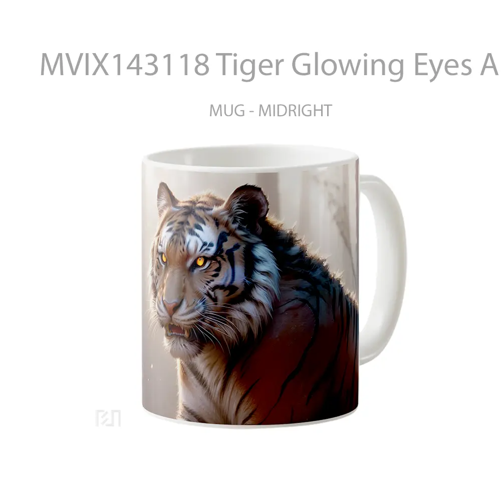 Mug Tiger Glowing Eyes Animal Digital Art Gelas Hewan Lucu - All-side / Desain