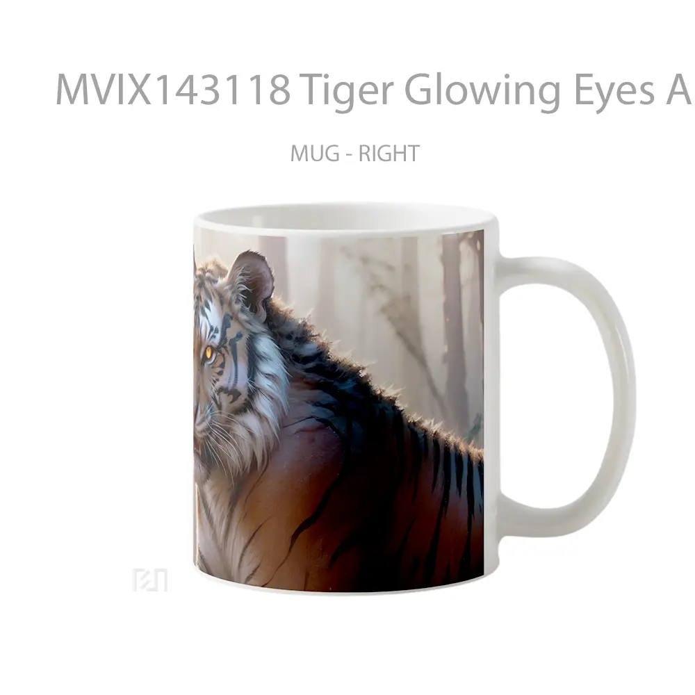 Mug Tiger Glowing Eyes Animal Digital Art Gelas Hewan Lucu - All-side / Desain