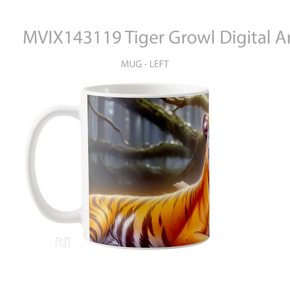 Mug Tiger Growl Digital Art Animal Gelas Hewan Lucu - All-side / Desain