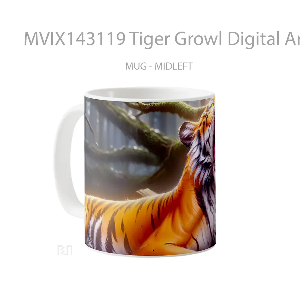 Mug Tiger Growl Digital Art Animal Gelas Hewan Lucu - All-side / Desain