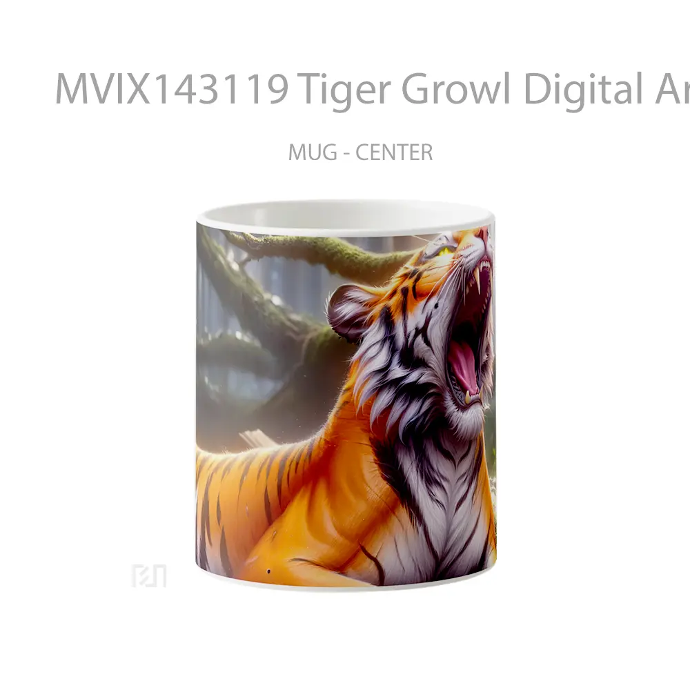 Mug Tiger Growl Digital Art Animal Gelas Hewan Lucu