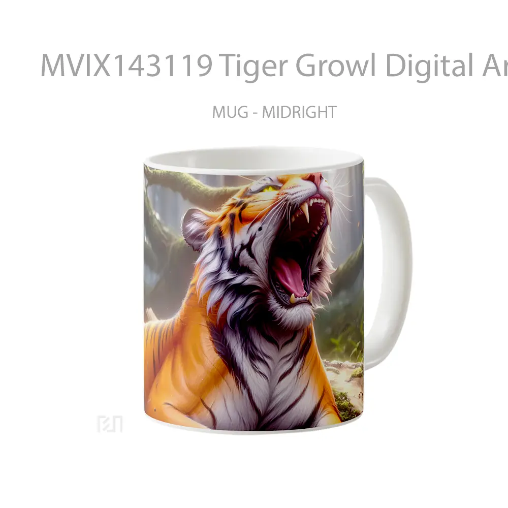 Mug Tiger Growl Digital Art Animal Gelas Hewan Lucu - All-side / Desain