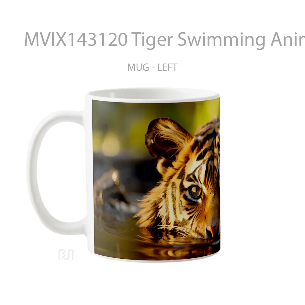 Mug Tiger Swimming Animal Gelas Hewan Lucu - All-side / Desain