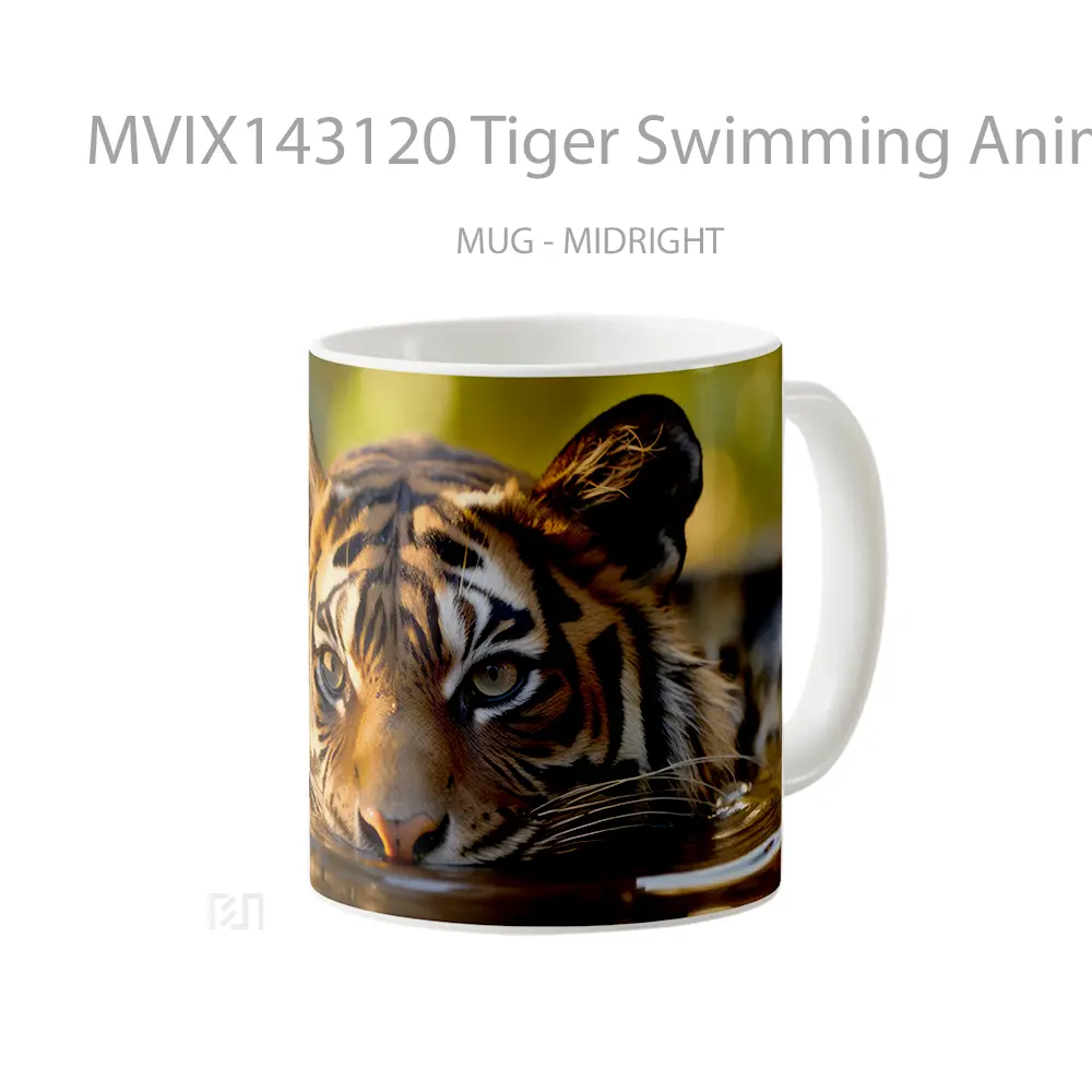 Mug Tiger Swimming Animal Gelas Hewan Lucu - All-side / Desain