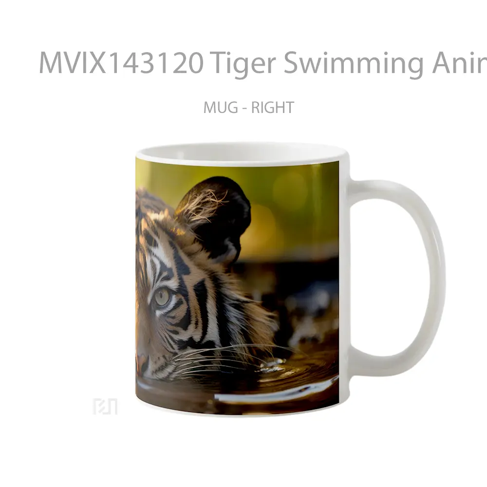 Mug Tiger Swimming Animal Gelas Hewan Lucu - All-side / Desain