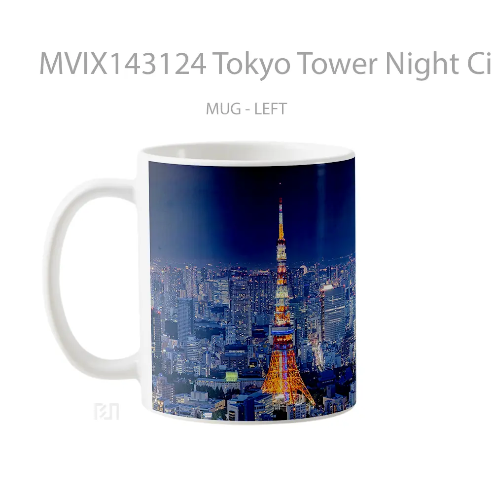 Mug Tokyo Tower Night City Scenery Gelas Keramik Unik - All-side / Desain