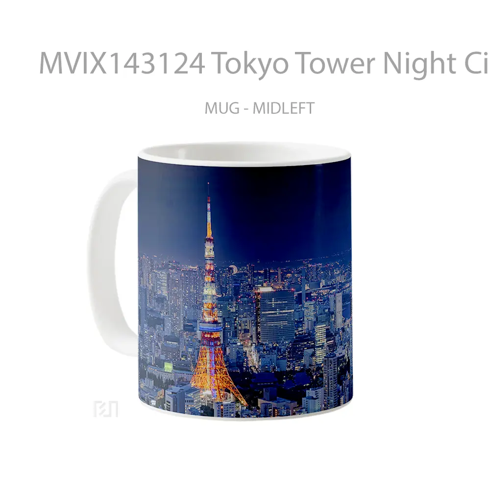 Mug Tokyo Tower Night City Scenery Gelas Keramik Unik - All-side / Desain