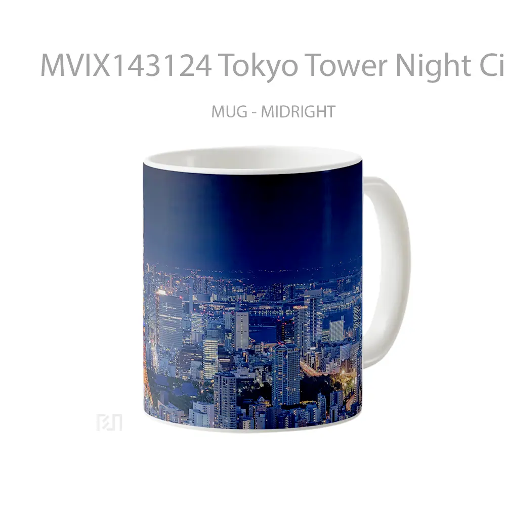 Mug Tokyo Tower Night City Scenery Gelas Keramik Unik - All-side / Desain