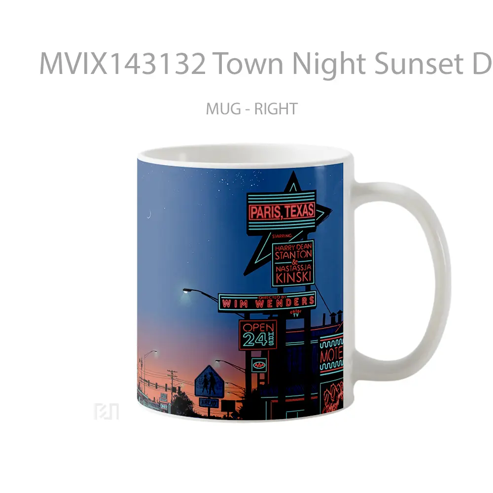 Mug Town Night Sunset Digital Art Gelas Pemandangan Alam - All-side / Desain