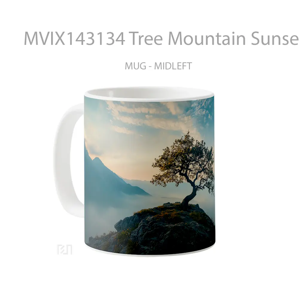 Mug Tree Mountain Sunset Nature Scenery Gelas Pemandangan Alam - All-side / Desain