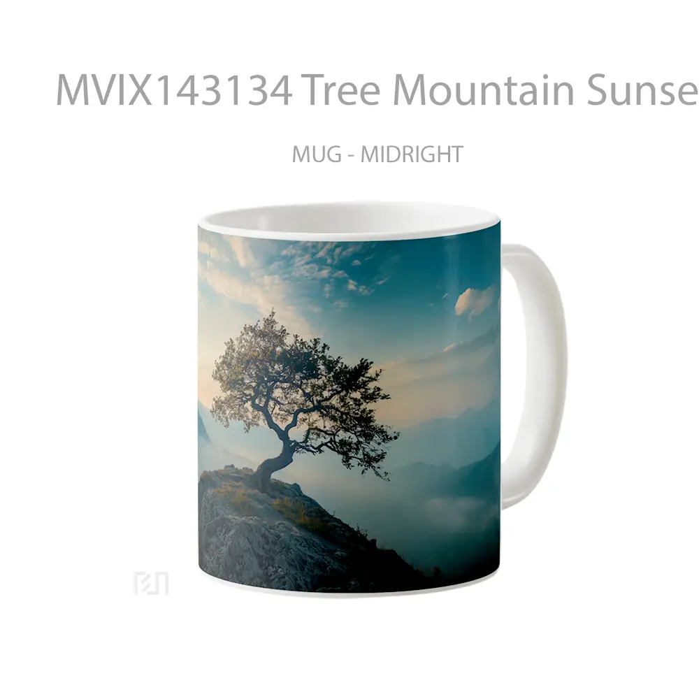 Mug Tree Mountain Sunset Nature Scenery Gelas Pemandangan Alam - All-side / Desain