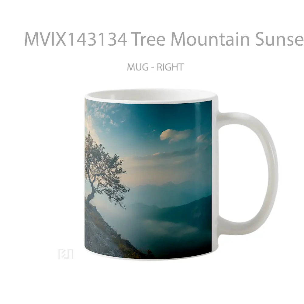 Mug Tree Mountain Sunset Nature Scenery Gelas Pemandangan Alam - All-side / Desain