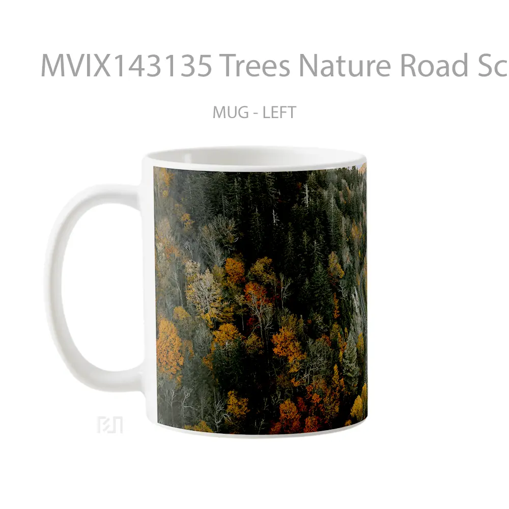 Mug Trees Nature Road Scenery Aerial View Gelas Keramik Unik - All-side / Desain