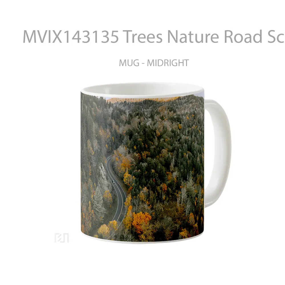 Mug Trees Nature Road Scenery Aerial View Gelas Keramik Unik - All-side / Desain