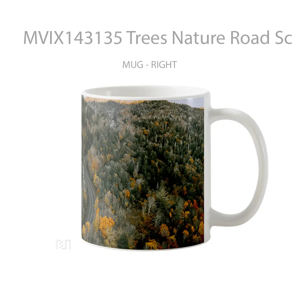 Mug Trees Nature Road Scenery Aerial View Gelas Keramik Unik - All-side / Desain