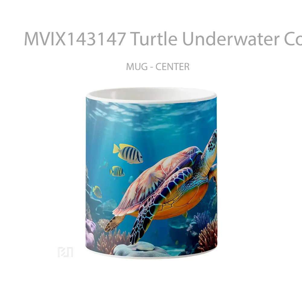Mug Turtle Underwater Coral Nature Animal Gelas Hewan Lucu