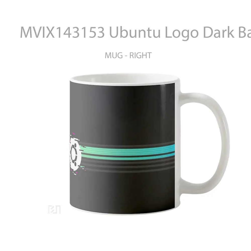Mug Ubuntu Logo Dark Background Digital Art Gelas Keramik Unik - All-side / Desain