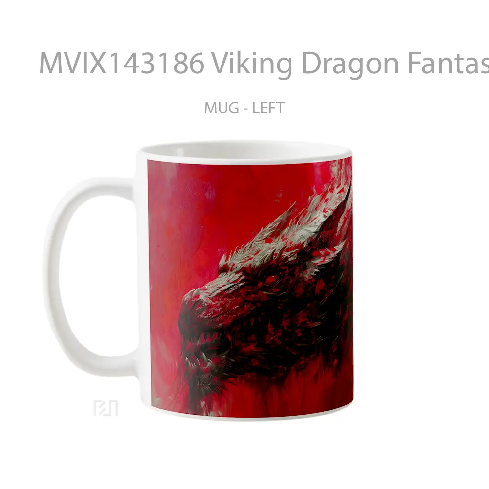 Mug Viking Dragon Fantasy Gelas Keramik Unik - All-side / Desain