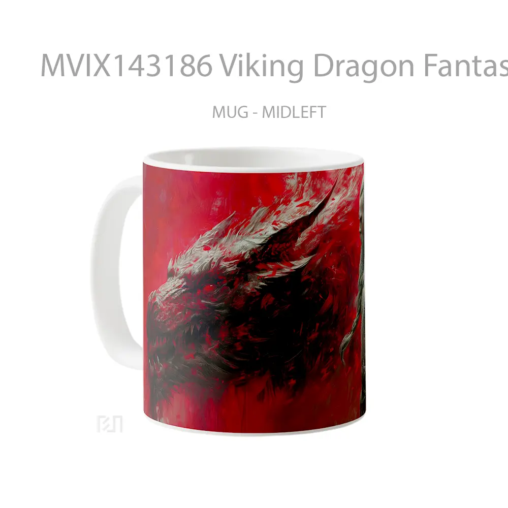 Mug Viking Dragon Fantasy Gelas Keramik Unik - All-side / Desain